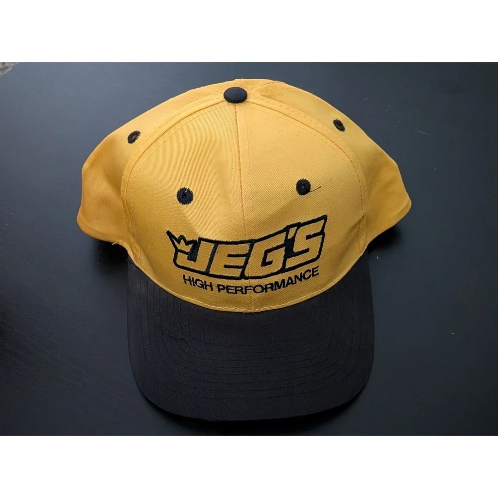 Vintage Jegs High Performance Snapback Hat Cap Racing Yellow Black Adjustable‎